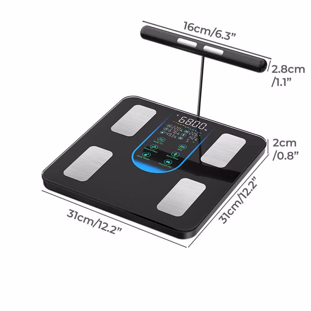 Centra Smart Digital Body Fat and BMI Bathroom Scale with Bluetooth and App Control, Black – 4