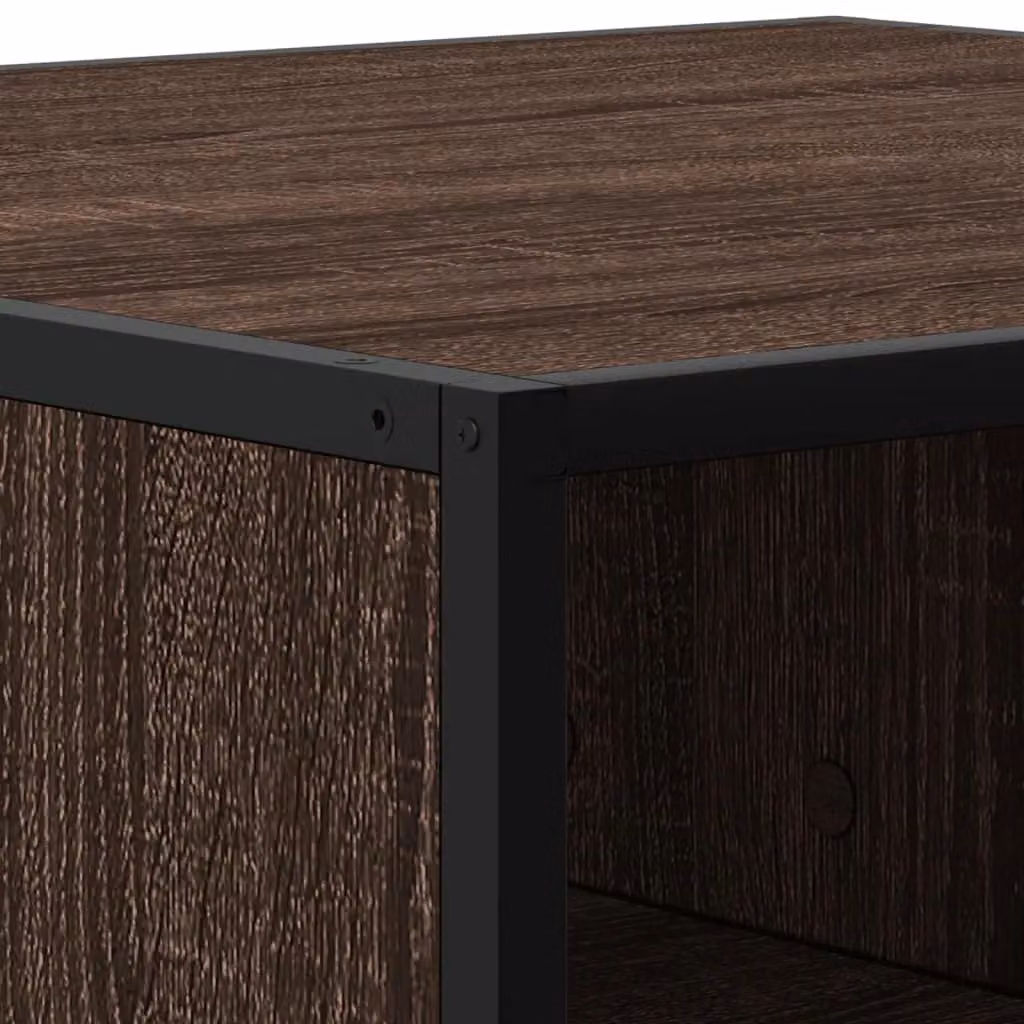 Berkfield Home Industrial Square Coffee Table in Brown Oak with Metal Sled Base, W/D/H: 80 x 80 x 30 cm – 3