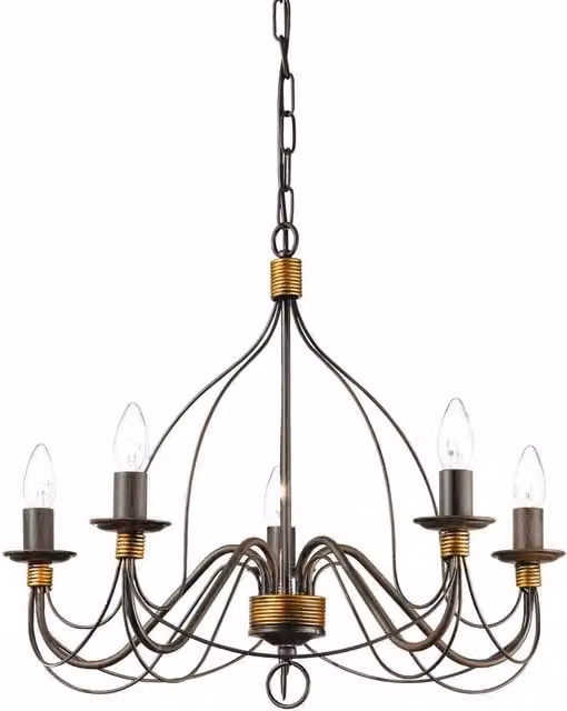 Netlighting Corte 5 Light Suspended Chandelier in Brown Metal with E14 Fitting