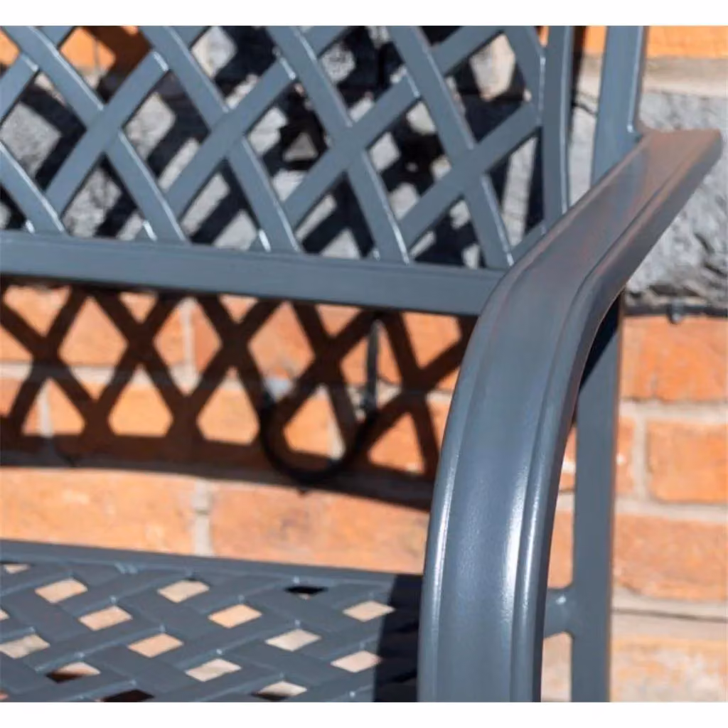 Cheshire 2 Seater Vienna Aluminium Garden Bench in Gunmetal Grey – 2