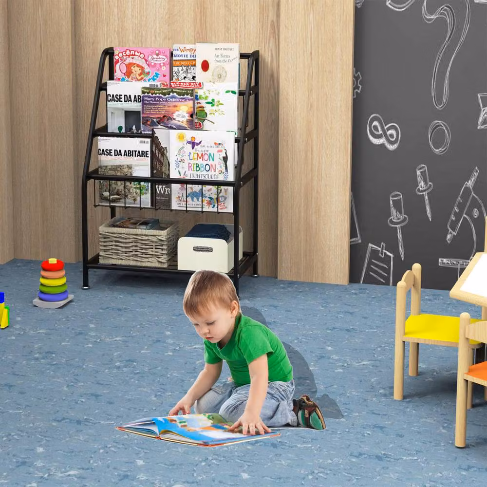 Huhote Kids Bookshelf and Toy Storage Organizer in Black – 6