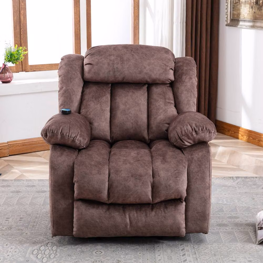 Matteo Power Lift Massage Recliner Armchair in Brown Velvet Fabric – 5