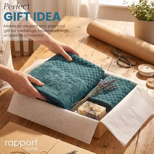 Rapport Home Versailles Jacquard 6-Piece Cotton Towel Bale Set in Petrol Blue – 6