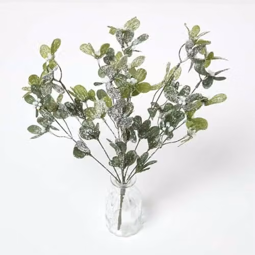 HOMESCAPES Artificial Green Mistletoe Stem for Christmas Decoration