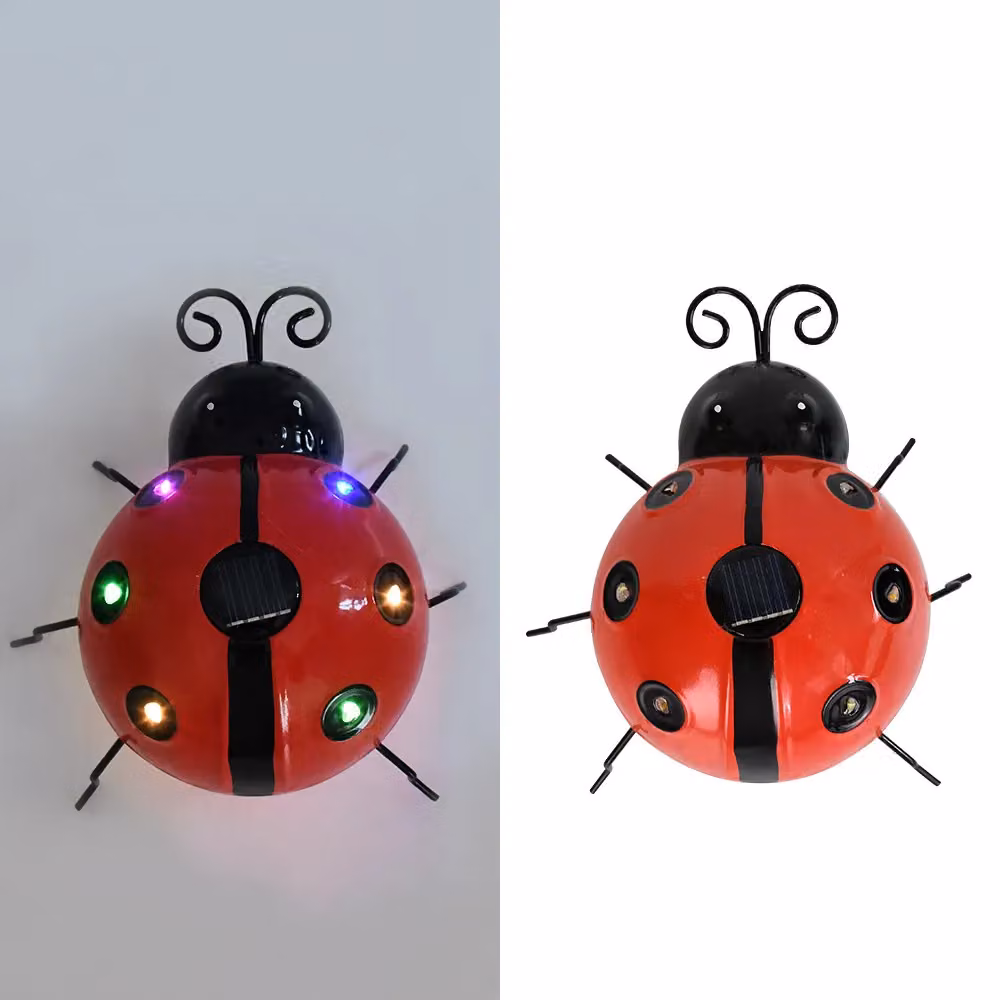 Leaper Pack of 2 Red and Black Multicolour Outdoor Solar Ladybug Decorative Garden Lights – 3