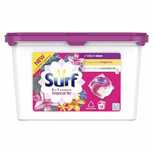 Surf Tropical Lily 3 in 1 Laundry Detergent Capsules for 18 Washes