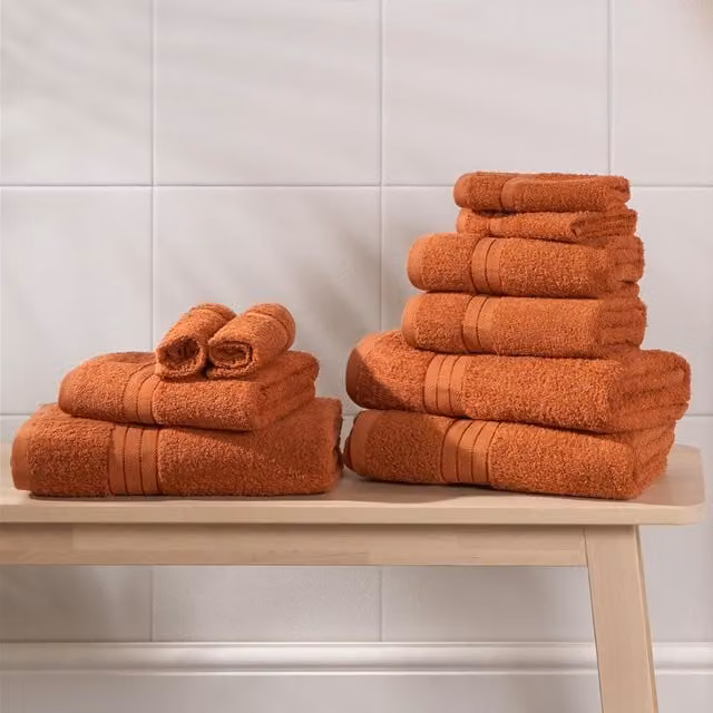 Brentfords Fluffy Cotton Terry Towel Bale Set, Orange, 10 Pack