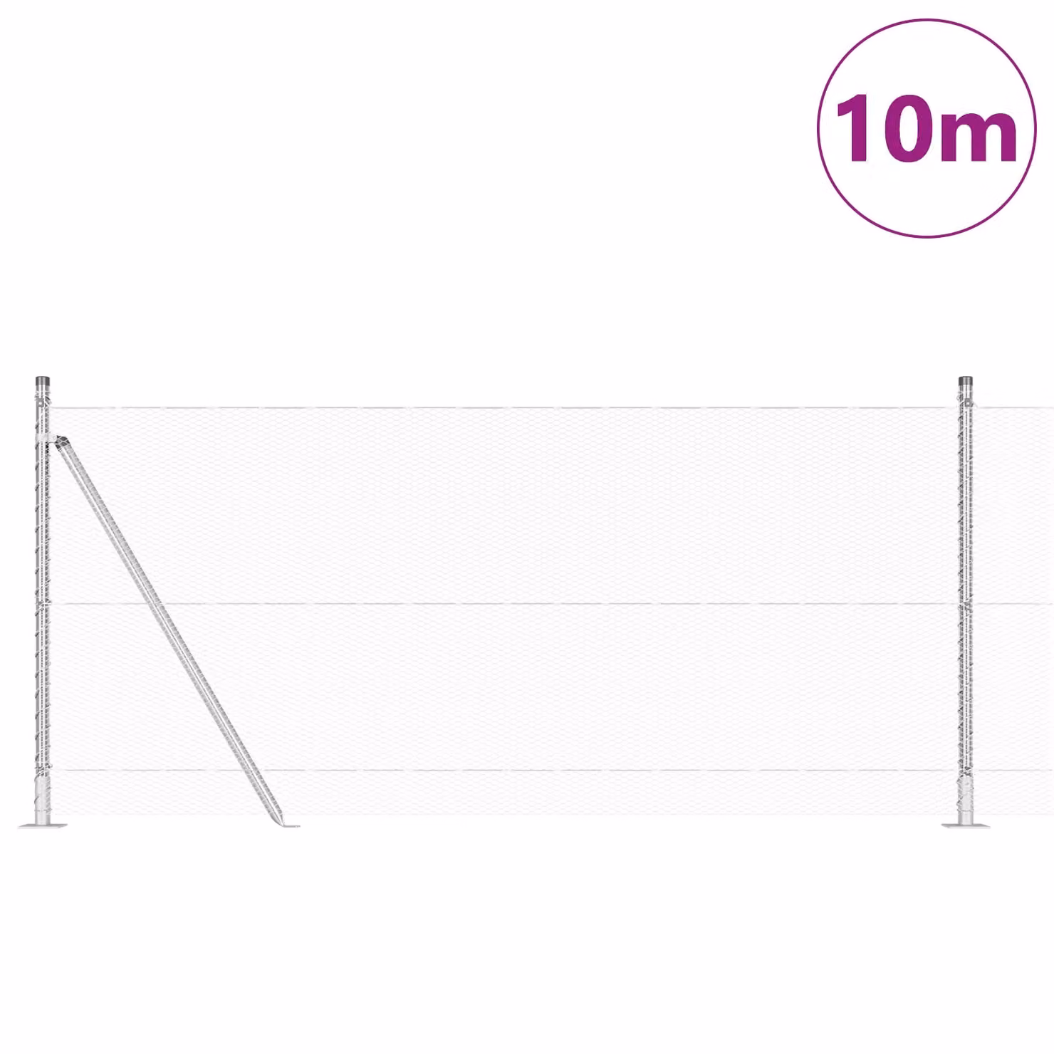 Berkfield Home Hexagon Fence in Silver Galvanised Steel, 1 x 10 m – 2