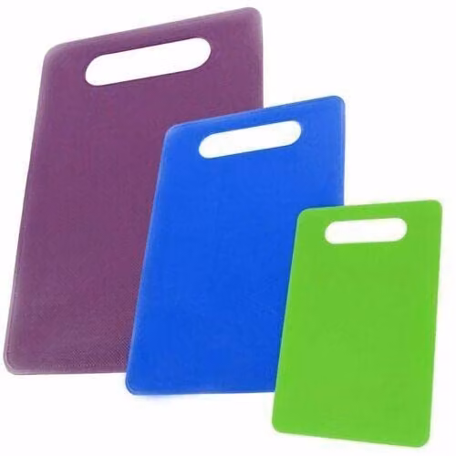 MantraRaj Non-Slip Multicolour Plastic Chopping Board Set, 3 Pieces, Reversible and Dishwasher Safe – 2