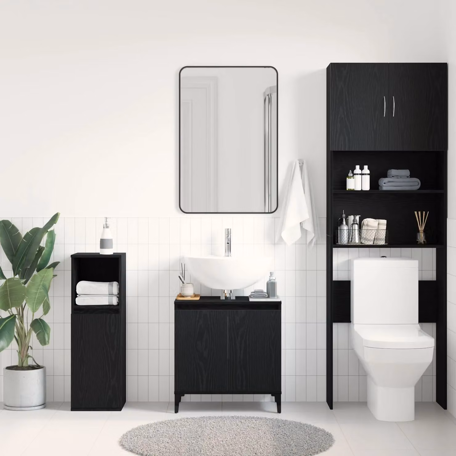 Berkfield Home Black Oak Sink Cabinet W/D/H: 58 x 33 x 60 cm – 3