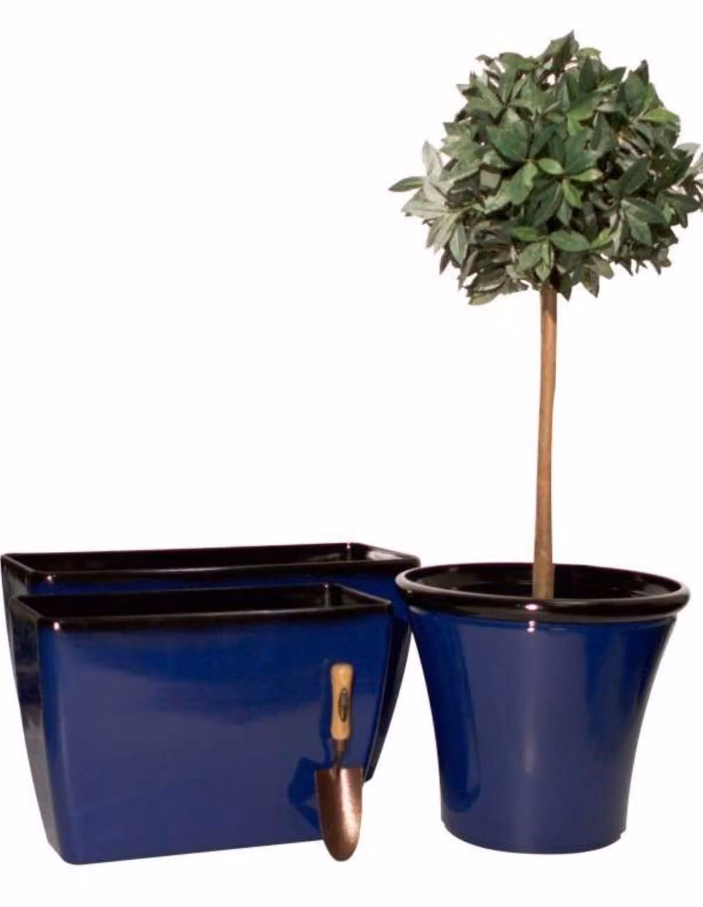 Primrose Cone Glazed Ceramic Outdoor Garden Planter in Pacific Blue, Height: 55 cm – 3