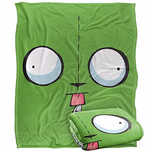 LOGOVISION Invader Zim Gir Face Super Soft Fleece Throw Blanket, White, W/D/H: 152 x 127 cm – 1