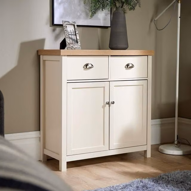 Home Source Avon 2 Door and 2 Drawer Cupboard Unit in Off-White – 1
