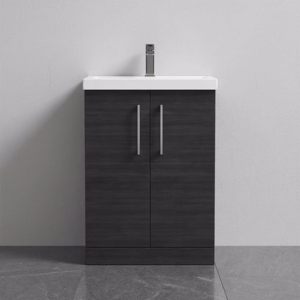 Balterley Contemporary 2-Door Freestanding Bathroom Floor Vanity Unit with Basin in Matt Black, W: 60 cm – 3