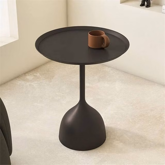 KORVIXA Metal Round Side Table in Black with Matt Finish – 1