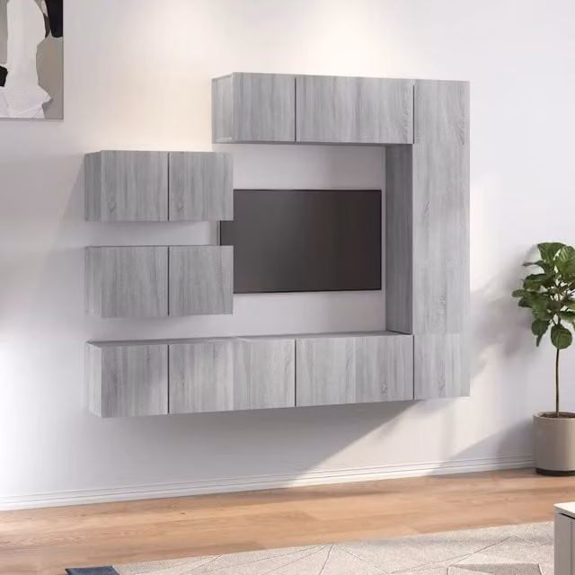Berkfield Home 8 Piece Grey Sonoma Engineered Wood TV Cabinet Set