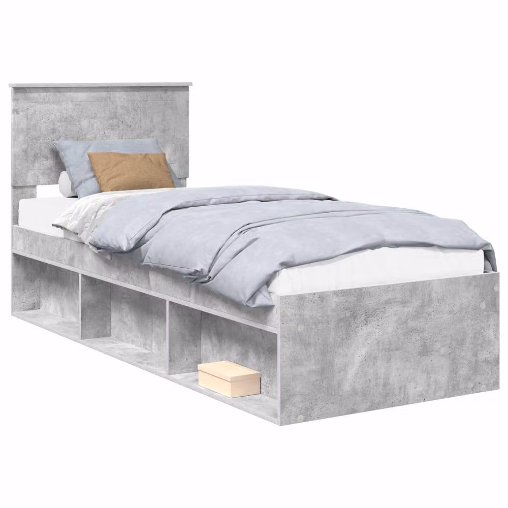 Berkfield Home Modern Grey Bed Frame in Pine and Engineered Wood W: 75 cm, L: 190 cm – 2