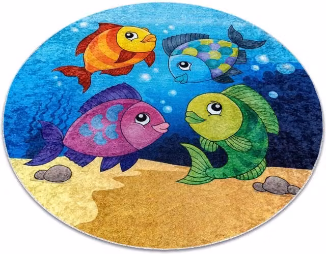 RugsX Junior Round Kids Motif Rug in Blue and Multicolour, Diameter: 160 cm – 1