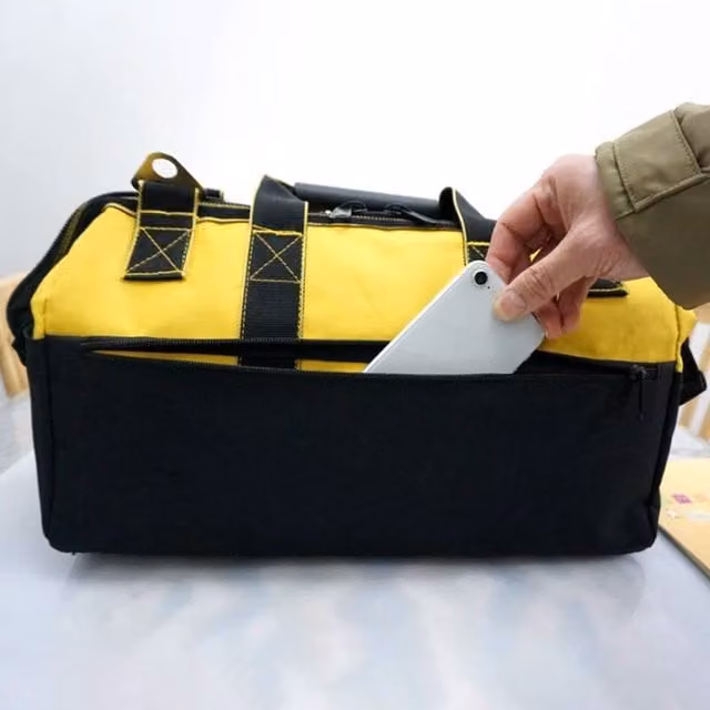 Kelvenix 20 inch Multi Pocket Tool Bag with Hard Base in Black, W: 52 cm, H: 29 cm, D: 3 cm