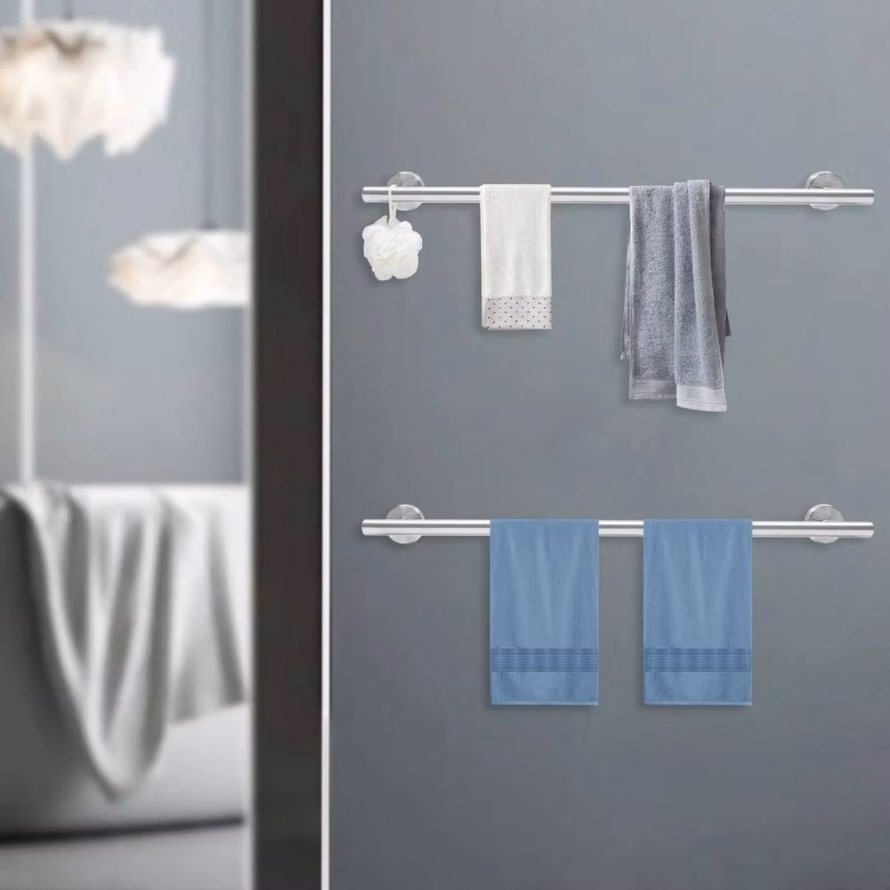 Ventryn Wall Mounted Stainless Steel Towel Rail Holder in Silver, Width: 60 cm – 2