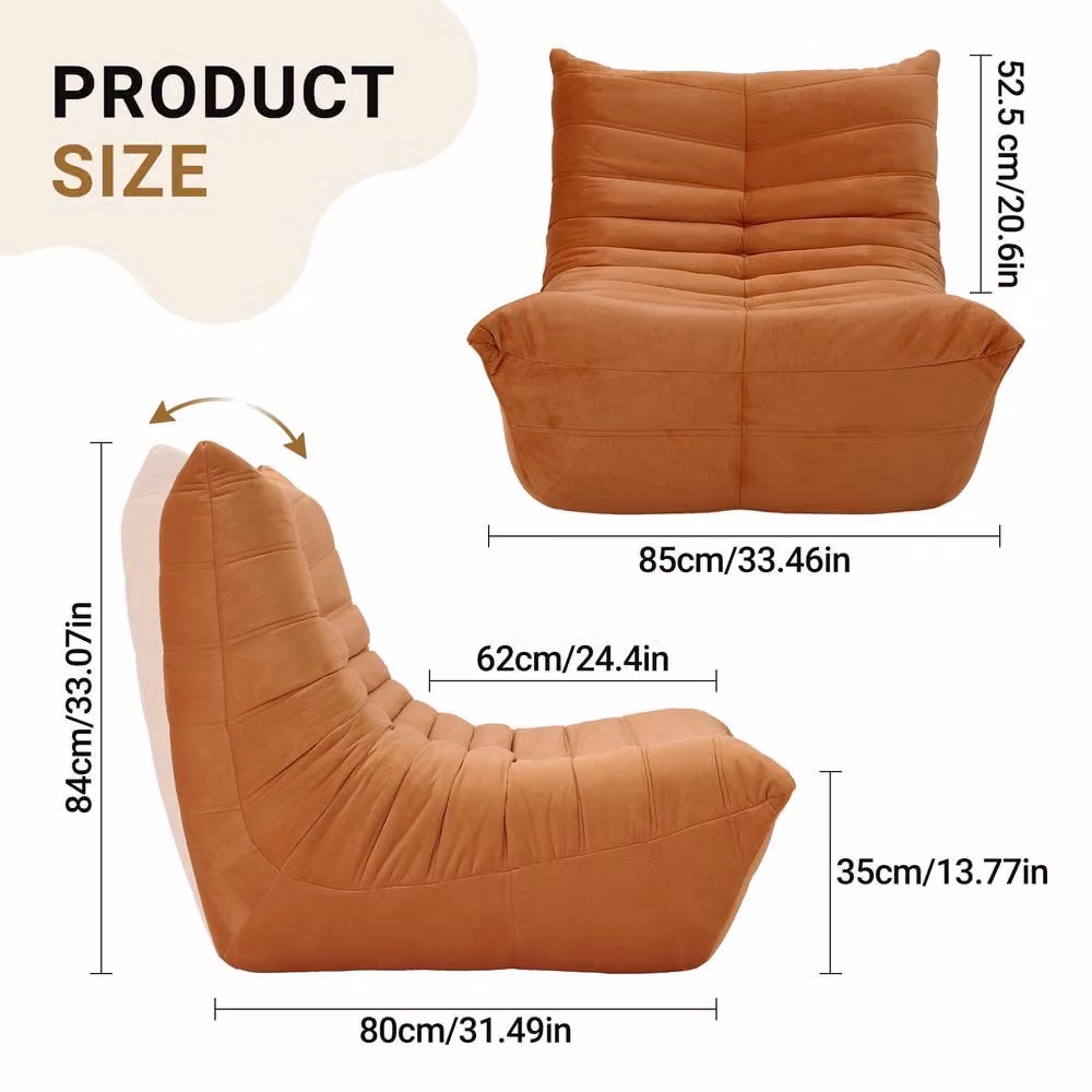 Dprodo Brown Ergonomic Lazy Floor Sofa Couch with Microfibre Fabric and Shredded Memory Foam – 3