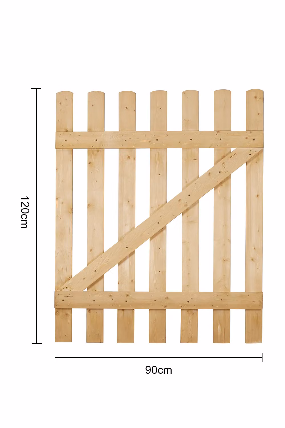 Living and Home Garden Wood Fence Gate with Latch in Brown, W: 120 cm, H: 90 cm – 2
