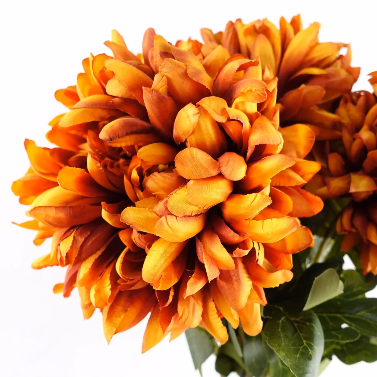 Leaf Extra Large Reflex Chrysanthemum Artificial Flower in Orange, Height: 75 cm – 3