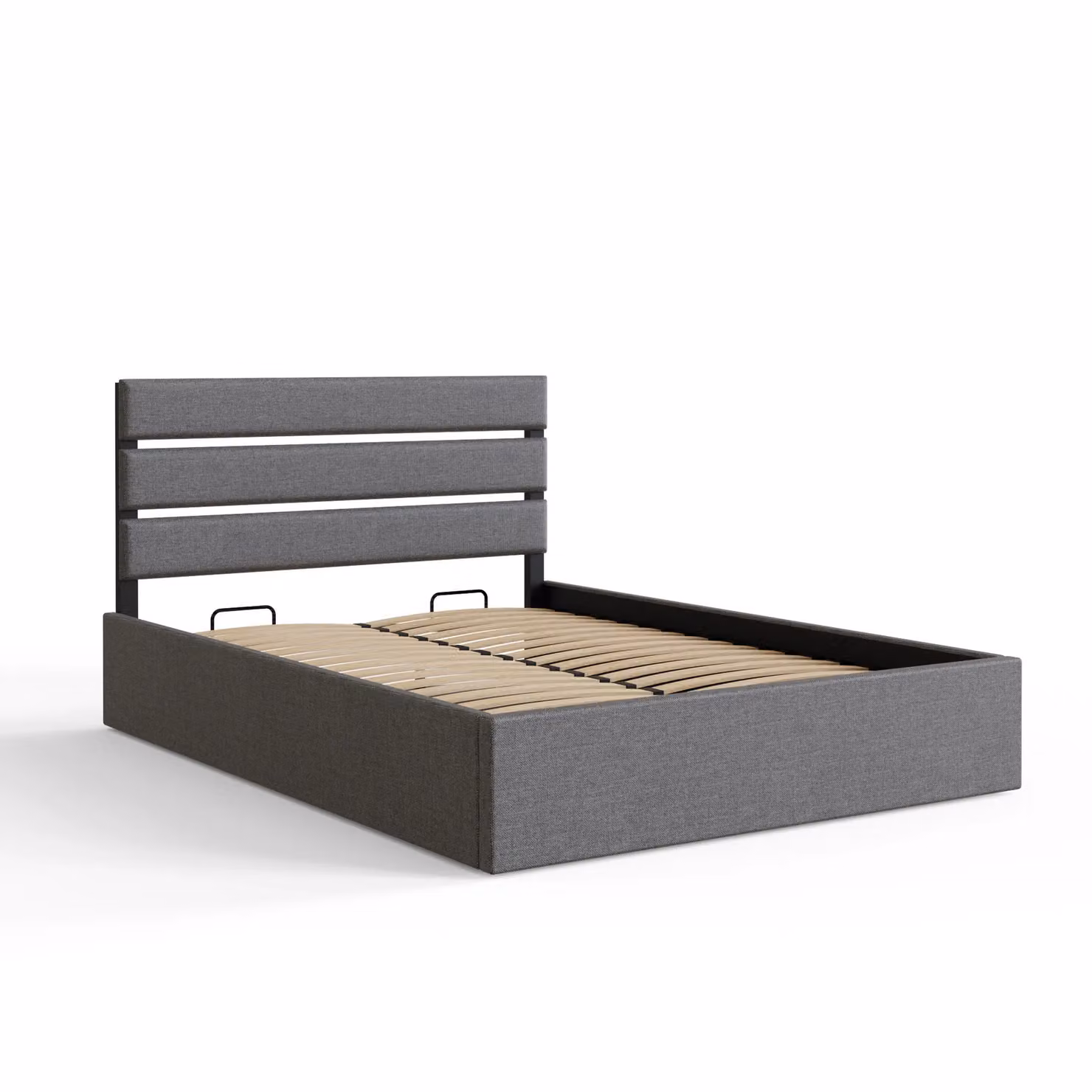 GFW Hudson Grey Fabric Upholstered Ottoman Bed Frame, Double 140 x 200 cm – 2