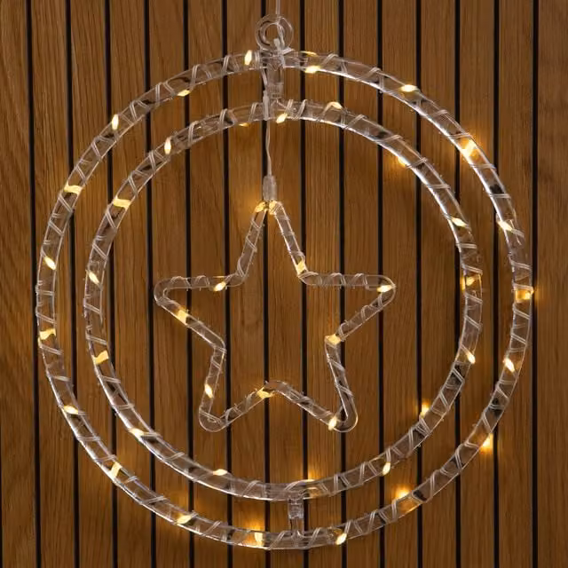 Samuel Alexander White Star Rings Christmas Tabletop Decoration with 45 Warm White LEDs, Diameter: 34 cm