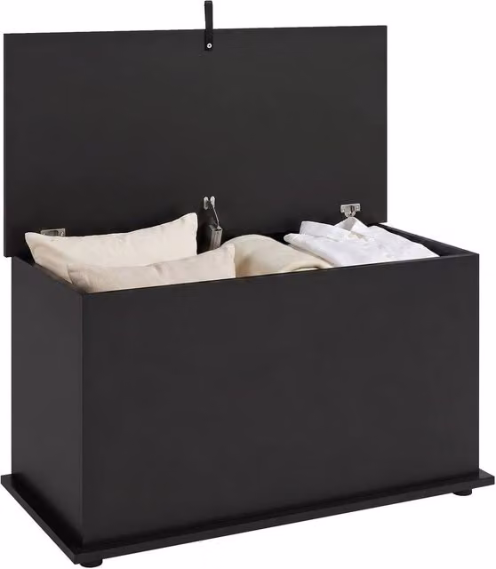 HOMCOM Black Storage Chest with Safety Hinged Lid, 102L Capacity, W: 80.0 cm, D: 45.0 cm, H: 120.0 cm – 1
