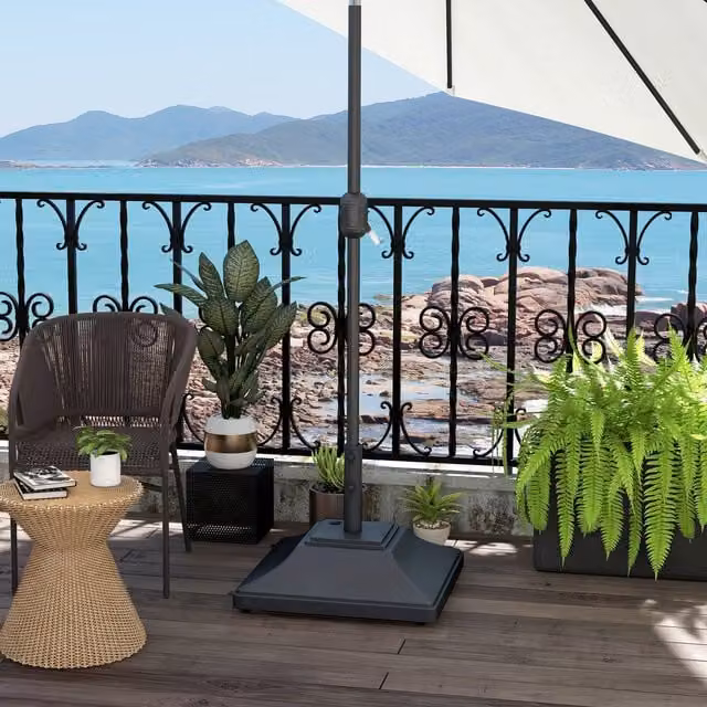 Outsunny Black Fillable Square Parasol Base with Wheels, 60kg