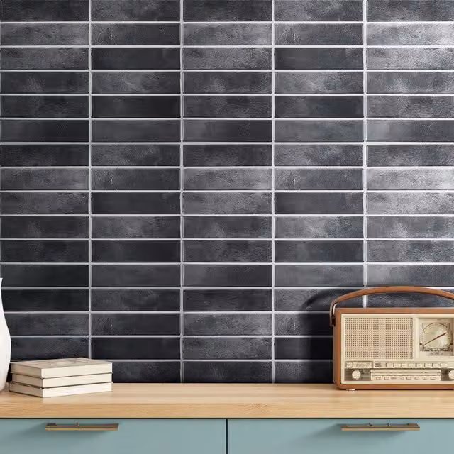 Livingandhome Set of 10 Self Adhesive 3D Geometric Tile Wallpaper Stickers, Grey, W: 29.0 cm, H: 22.9 cm