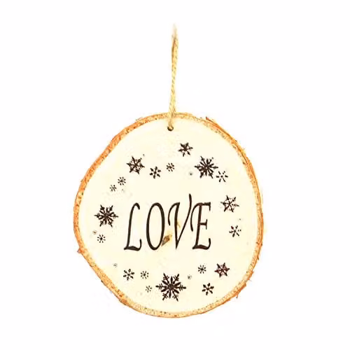 Shatchi Brown Wooden Love Heart Hanging Christmas Tree Ornament, 10 cm