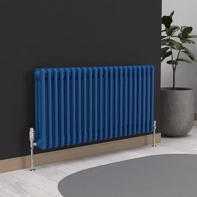 Lux Heat Horizontal 3 Column Steel Radiator in Galaxy Blue, W: 101.0 cm, H: 50.0 cm