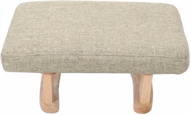 KORVIXA Khaki Linen Rectangular Ottoman Footstool and Step Stool W/D/H: 100 x 100 x 100 cm