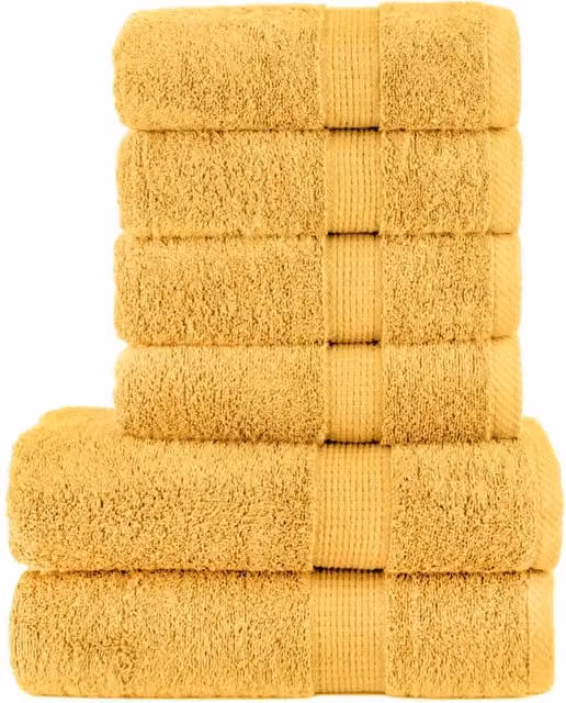 Berkfield Home SOLUND 6 Piece Premium Cotton Terry Towel Set in Gold, 600 gsm
