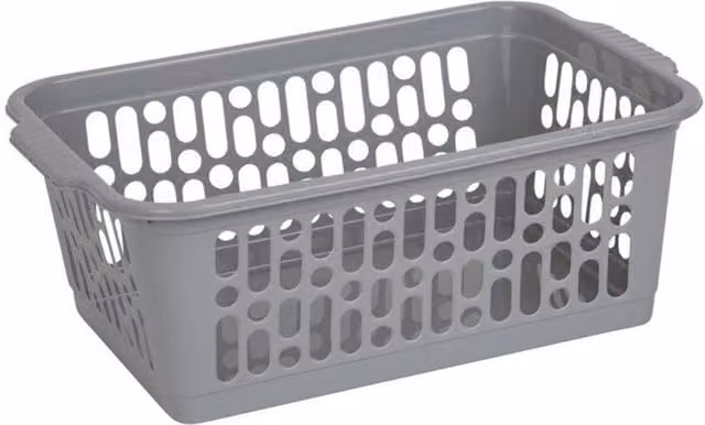 Wham Slatted Plastic Basket with Handles, Grey