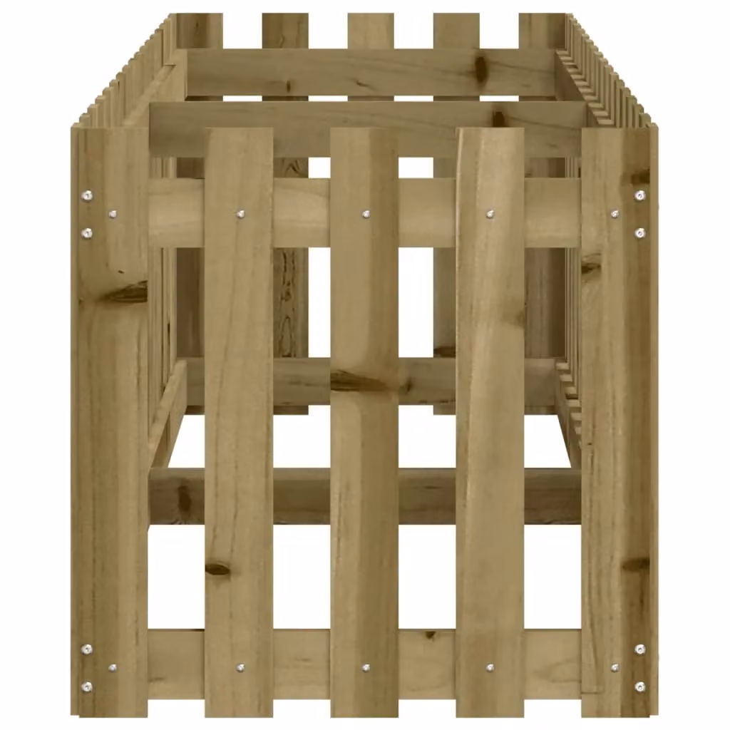 Berkfield Home Garden Raised Bed with Fence Design in Brown Impregnated Wood W/D/H: 200 x 50 x 50 cm – 3