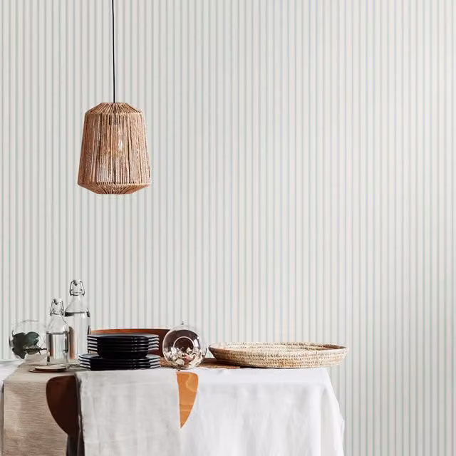 Hoopla Walls Blue Abstract Striped Minimalist Wallpaper