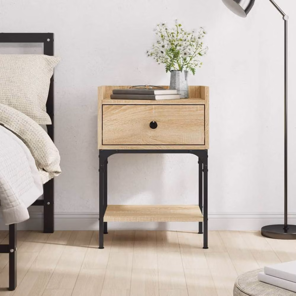 Berkfield Home Elegant Bedside Table in Sonoma Oak, Light Tan, W/D/H: 40.5 x 31 x 60 cm – 2