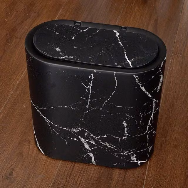 KORVIXA Black Slim Narrow Bathroom Trash Can with Flip Lid, Height: 100 cm