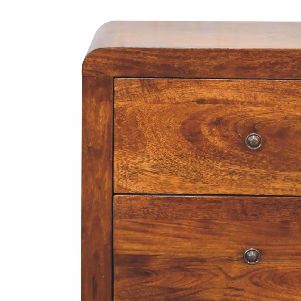 Wyld Haus Aspen 3 Drawer Bedside Table in Brown Solid Mango Wood, H: 60 cm, W: 35 cm, D: 45 cm – 3