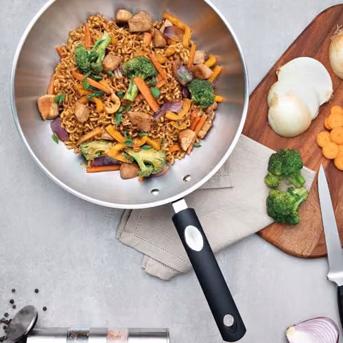 Tramontina Silver Stainless Steel Wok, 28 cm, 3.3 l – 3