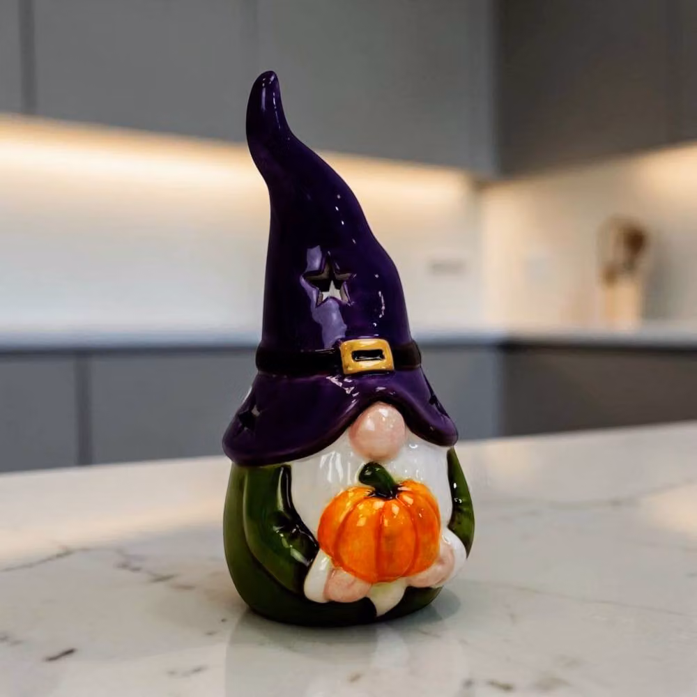 Four Candle Autumn Gonk Decoration with LED in Purple, Gold, Orange and Green – 2
