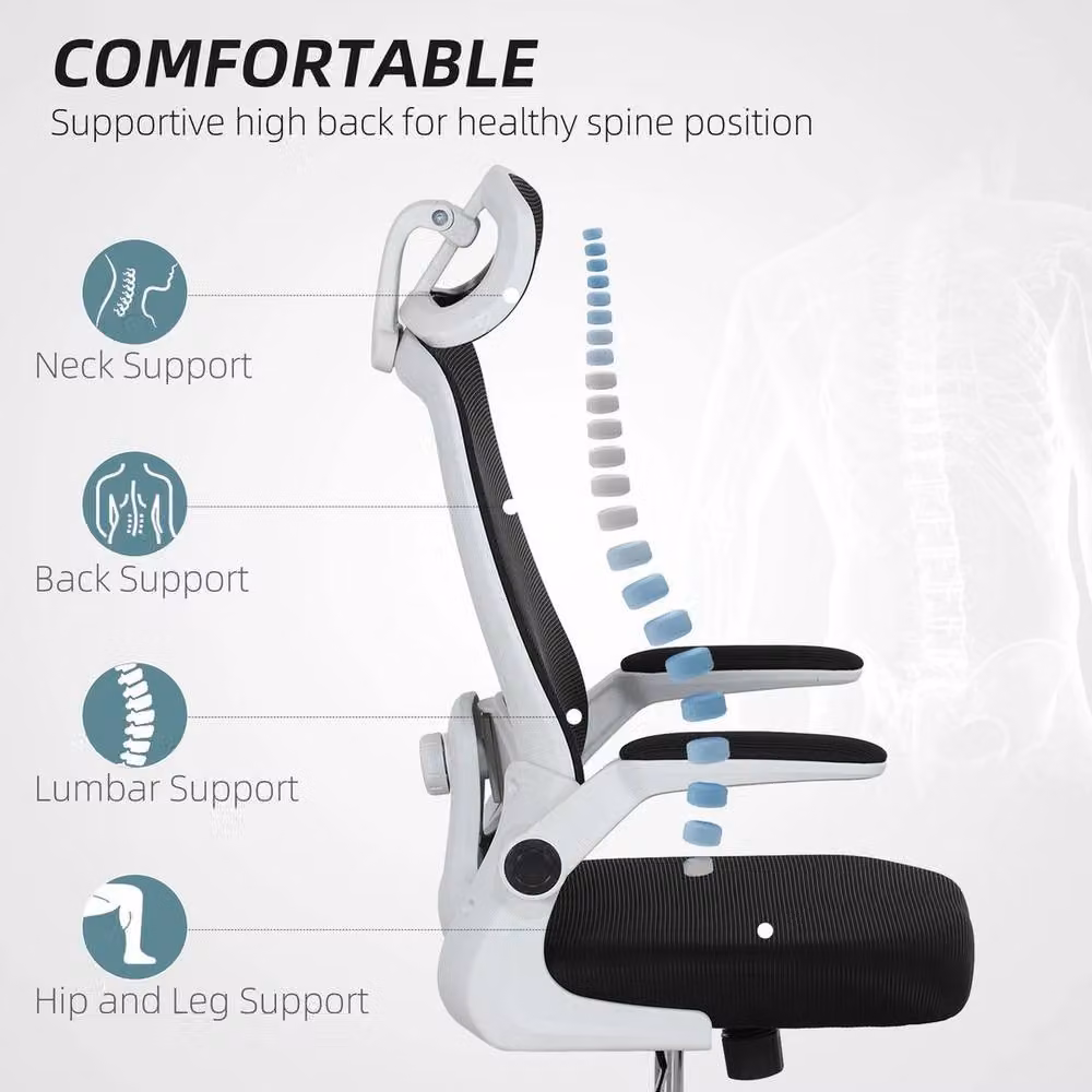 NESTLUNE Executive Mesh Office Chair with Headrest and Armrests in Black – 3