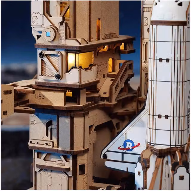 Robotime Space Shuttle Wooden Puzzle, 446 Pieces, Brown and Multicolour
