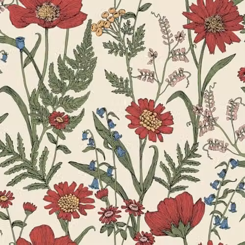 Fine Décor Wild Meadow Washable Floral Border in Red and Multicolour, W: 53 cm, H: 52 cm