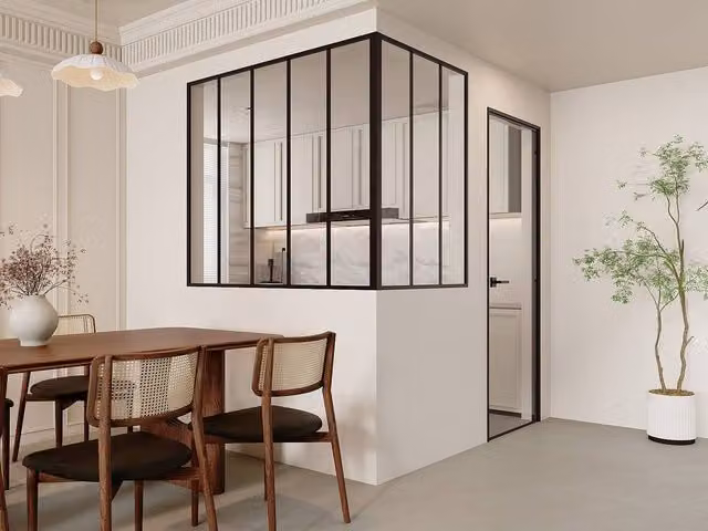 Vente-unique Industrial Corner Workshop Glazed Partition in Black Powder-Coated Aluminium and Glass, W: 150 cm, H: 90 cm – 1
