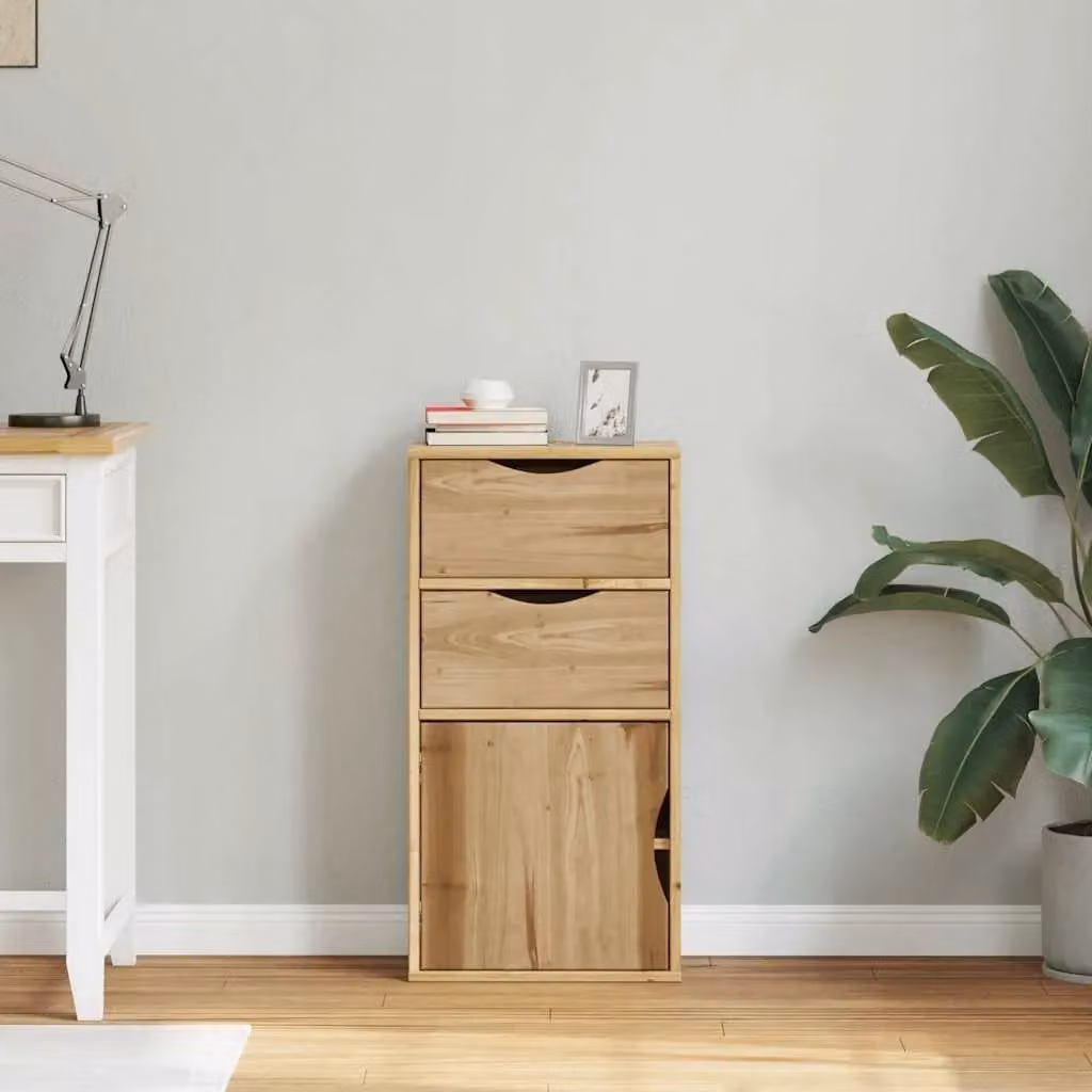 Berkfield Home ODDA Side Cabinet with Drawers in Brown Solid Pine Wood, W/D/H: 40 x 24 x 79 cm – 3