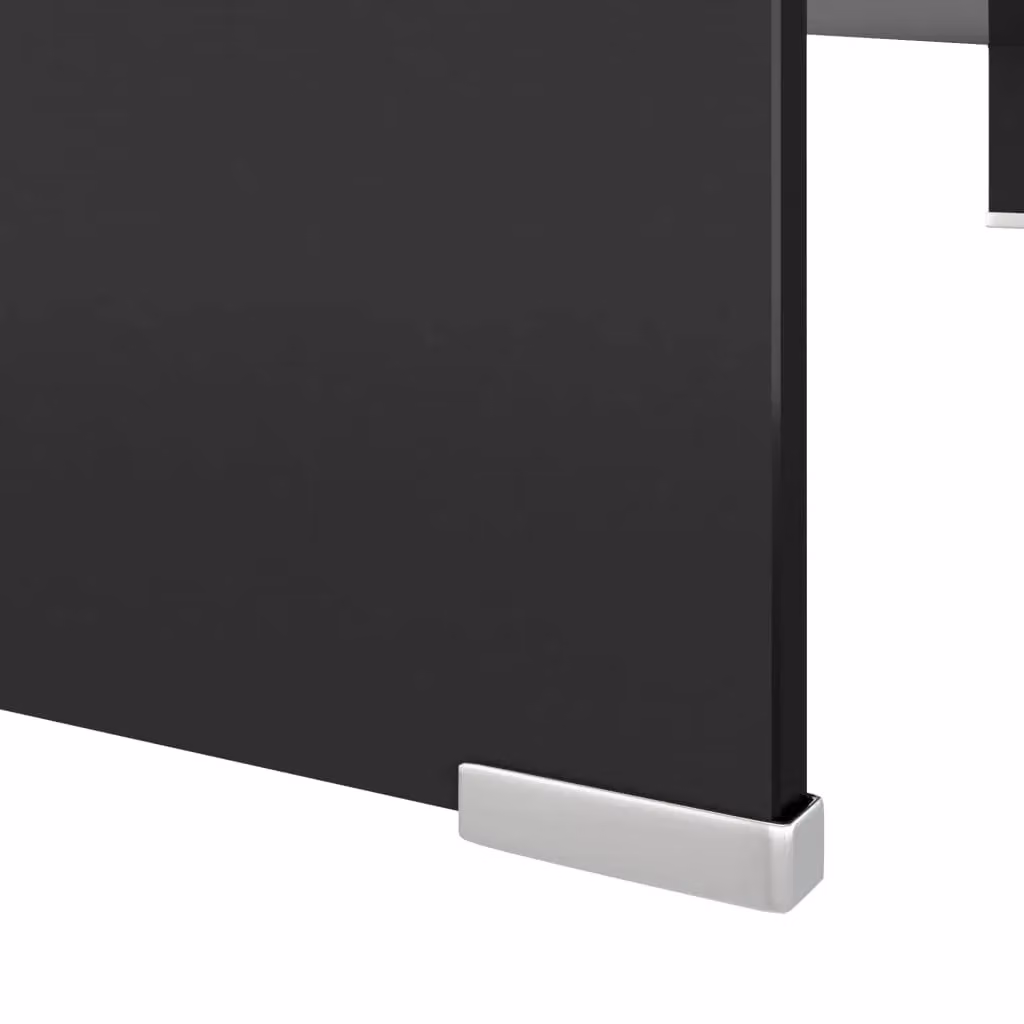 Berkfield Home Black Glass TV Stand and Monitor Riser W/D/H: 110 x 30 x 13 cm – 4